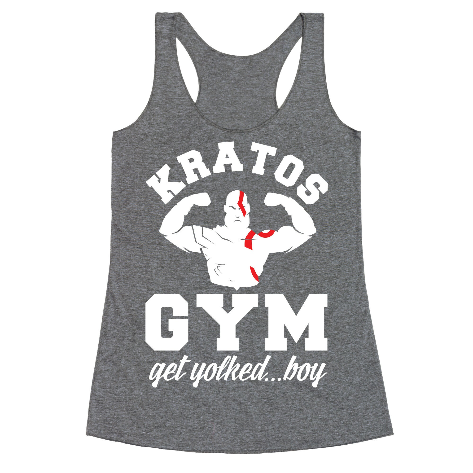 Kratos Gym Get Yolked Boy Racerback Tank